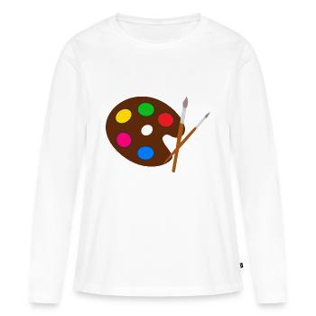 Artiste Palette de couleurs Pinceau - T-shirt manches longues Premium bio Femme - blanc - Devant - Julia (174cm)
