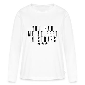 Tu m’avais aux pieds dans les sangles 4 - T-shirt manches longues Premium bio Femme - blanc - Devant - Julia (174cm)