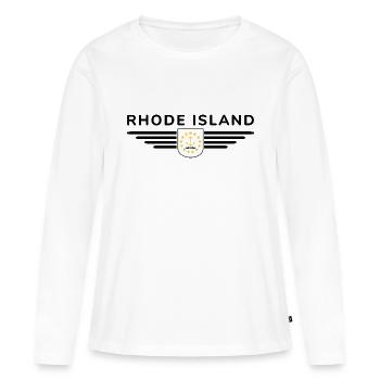 T-shirt Rhode Island Fan – Élégant et unique - T-shirt manches longues Premium bio Femme - blanc - Devant - Julia (174cm)