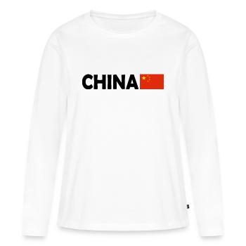 Chine - T-shirt manches longues Premium bio Femme - blanc - Devant - Julia (174cm)