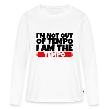Je ne suis pas hors tempo, je suis le tempo 2 - T-shirt manches longues Premium bio Femme - blanc - Devant - Julia (174cm)