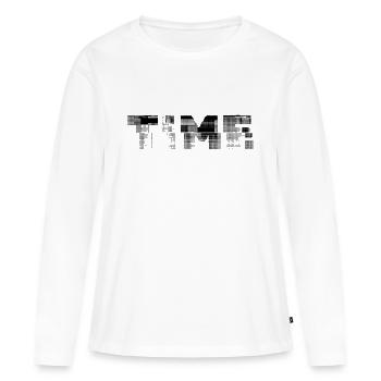 Time - Women's Premium Organic Long Sleeve Shirt - white - Front - Julia (174cm)