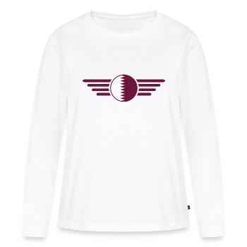 J’aime le Qatar, T-shirt design de style élégance - T-shirt manches longues Premium bio Femme - blanc - Devant - Julia (174cm)