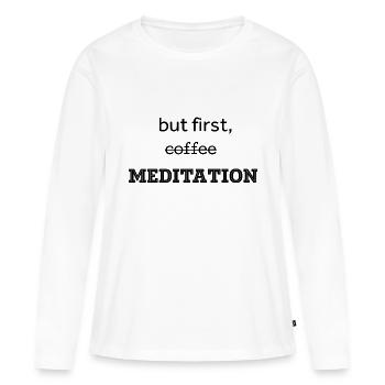 MÉDITATION - T-shirt manches longues Premium bio Femme - blanc - Devant - Julia (174cm)