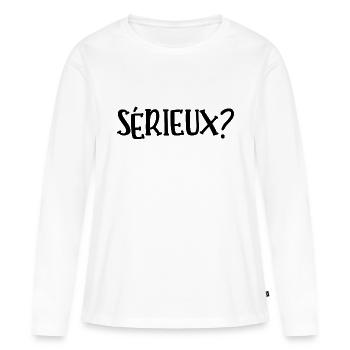 sérieux - T-shirt manches longues Premium bio Femme - blanc - Devant - Julia (174cm)