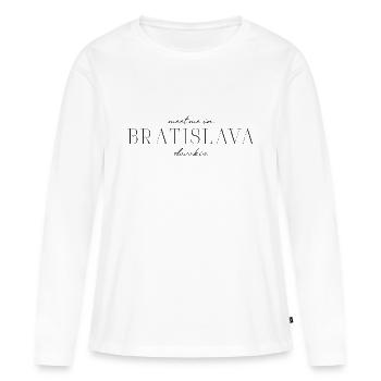 T-shirt Bratislava : charme sur le Danube - T-shirt manches longues Premium bio Femme - blanc - Devant - Julia (174cm)
