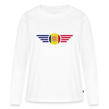 Andorra Stil Design T-Shirt - Frauen Premium Bio Langarmshirt - Weiß - Vorne - Julia (174cm)