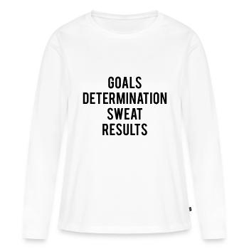 Goals Determination Sweat Results - T-shirt manches longues Premium bio Femme - blanc - Devant - Julia (174cm)