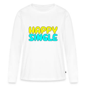 Happy Single - Glücklicher Single - T-shirt manches longues Premium bio Femme - blanc - Devant - Julia (174cm)