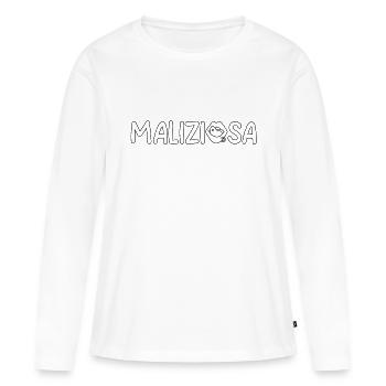 Noir de base espiègle - T-shirt manches longues Premium bio Femme - blanc - Devant - Julia (174cm)