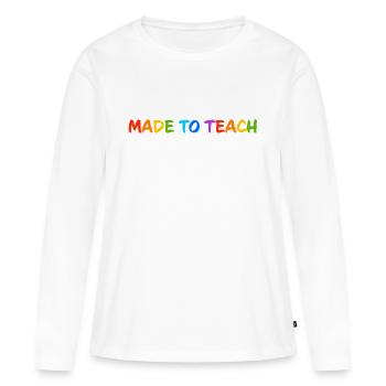 Conçu pour enseigner - T-shirt manches longues Premium bio Femme - blanc - Devant - Julia (174cm)