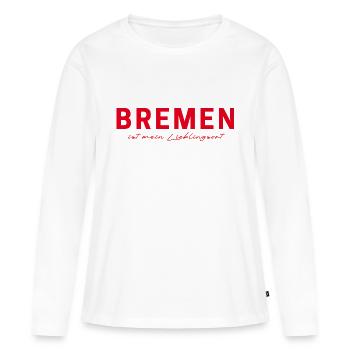 T-shirt Bremen – pour les fans et les amoureux - T-shirt manches longues Premium bio Femme - blanc - Devant - Julia (174cm)