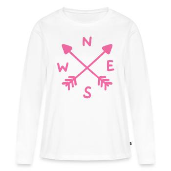 Kompass Richtung Wegweiser - Frauen Premium Bio Langarmshirt - Weiß - Vorne - Julia (174cm)
