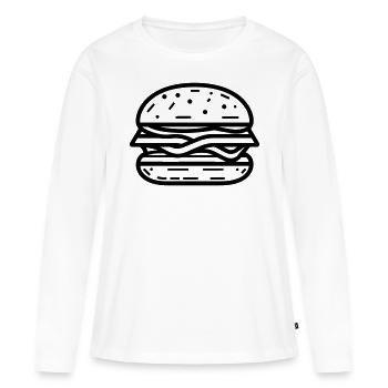 Hamburger - T-shirt manches longues Premium bio Femme - blanc - Devant - Julia (174cm)