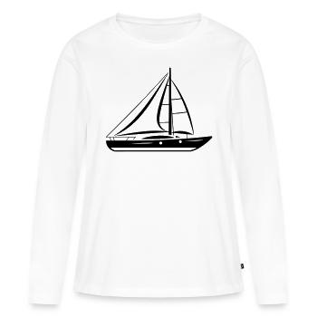 Boot - Frauen Premium Bio Langarmshirt - Weiß - Vorne - Julia (174cm)