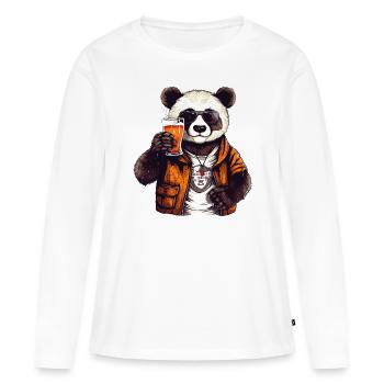 Panda Beer Beer Bear Funny Humor Party Celebrate - T-shirt manches longues Premium bio Femme - blanc - Devant - Julia (174cm)
