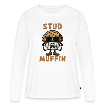 Stud Muffin Gentleman Tee - Women's Premium Organic Long Sleeve Shirt - white - Front - Julia (174cm)