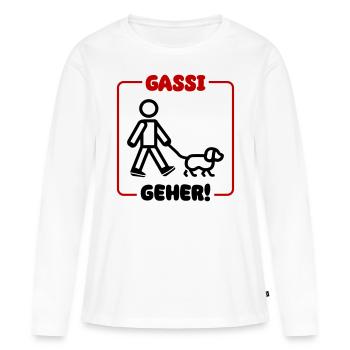 Chien promenant le chien - T-shirt manches longues Premium bio Femme - blanc - Devant - Julia (174cm)