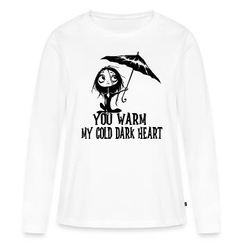 Du wärmst mein kaltes, dunkles Herz Valentinstag - Frauen Premium Bio Langarmshirt - Weiß - Vorne - Julia (174cm)