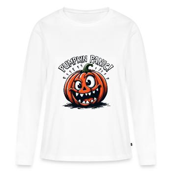 Pumpkin Panic Halloween - Frauen Premium Bio Langarmshirt - Weiß - Vorne - Julia (174cm)
