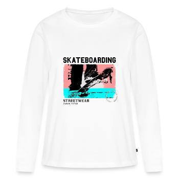 Skateboarding Skate Skater Skateboard Sk8 Vintage - Women's Premium Organic Long Sleeve Shirt - white - Front - Julia (174cm)