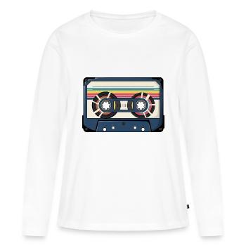 Retro Cassette Sticker - Women's Premium Organic Long Sleeve Shirt - white - Front - Julia (174cm)