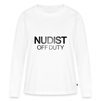 Lettrage Nudiste Hors Service - T-shirt manches longues Premium bio Femme - blanc - Devant - Julia (174cm)