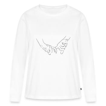 Main dans la main couple romantique - T-shirt manches longues Premium bio Femme - blanc - Devant - Julia (174cm)