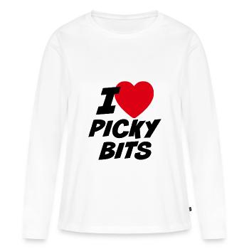 Ich liebe wählerische Bits - Frauen Premium Bio Langarmshirt - Weiß - Vorne - Julia (174cm)