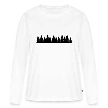 Silhouette de forêt de conifères - T-shirt manches longues Premium bio Femme - blanc - Devant - Julia (174cm)