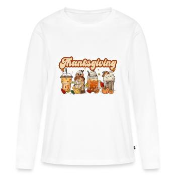 Action de grâce - T-shirt manches longues Premium bio Femme - blanc - Devant - Julia (174cm)