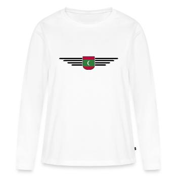 Maldives Fans : Maillots exclusifs - T-shirt manches longues Premium bio Femme - blanc - Devant - Julia (174cm)