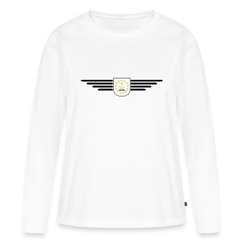 T-shirt Rhode Island Fan – Élégant et unique - T-shirt manches longues Premium bio Femme - blanc - Devant - Julia (174cm)