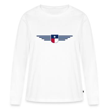 Texas Fan T-Shirt – Lone Star Style - Frauen Premium Bio Langarmshirt - Weiß - Vorne - Julia (174cm)