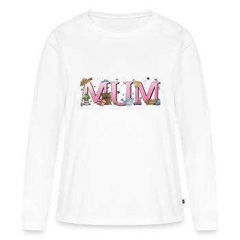 Schriftzug "Mum" Gärtnerin Geschenk - Frauen Premium Bio Langarmshirt - Weiß - Vorne - Julia (174cm)