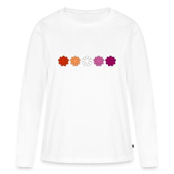Fleurs subtiles de la fierté lesbienne - T-shirt manches longues Premium bio Femme - blanc - Devant - Julia (174cm)