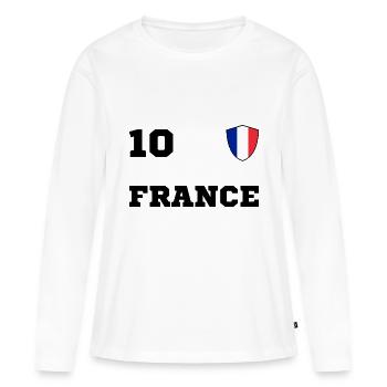 Equipe d'Equipe FRANCE - T-shirt manches longues Premium bio Femme - blanc - Devant - Julia (174cm)