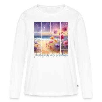 Fleur - T-shirt manches longues Premium bio Femme - blanc - Devant - Julia (174cm)