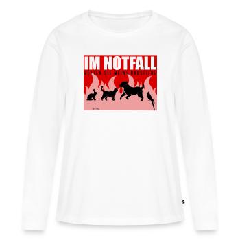 Rette meine Haustiere Notfall Hinweis Tierhalter - Frauen Premium Bio Langarmshirt - Weiß - Vorne - Julia (174cm)