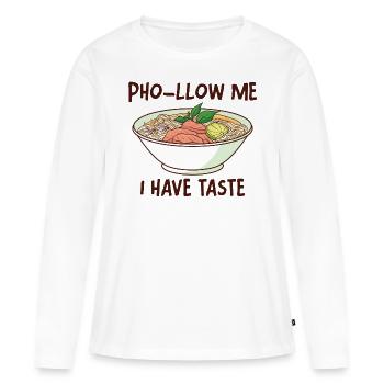 Drôle Pho Soupe de nouilles vietnamienne Pho - T-shirt manches longues Premium bio Femme - blanc - Devant - Julia (174cm)