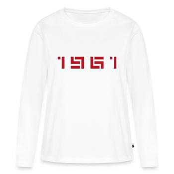 Année de naissance Naissance Né en - Fabriqué en 1961 - T-shirt manches longues Premium bio Femme - blanc - Devant - Julia (174cm)