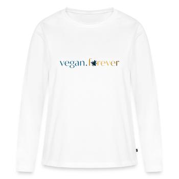 Vegane Forever Blue Gold Blume - Frauen Premium Bio Langarmshirt - Weiß - Vorne - Julia (174cm)