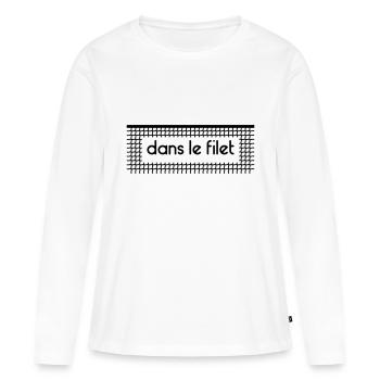 Dans le filet Let Net - Personnalisable - T-shirt manches longues Premium bio Femme - blanc - Devant - Julia (174cm)