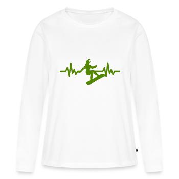 Heartbeat Snowboard - Sports d’hiver Piste de neige - T-shirt manches longues Premium bio Femme - blanc - Devant - Julia (174cm)