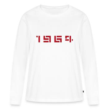 Année de naissance Naissance Né en - Fabriqué en 1964 - T-shirt manches longues Premium bio Femme - blanc - Devant - Julia (174cm)