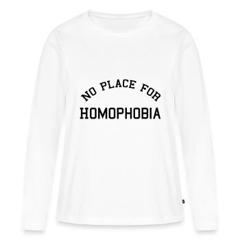 No place for homophobia - T-shirt manches longues Premium bio Femme - blanc - Devant - Julia (174cm)