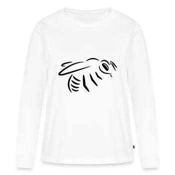 Abeille dessin (dessin au trait) - T-shirt manches longues Premium bio Femme - blanc - Devant - Julia (174cm)