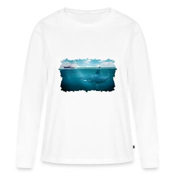 Great White Shark Below Boat Under Water Megalodon - Frauen Premium Bio Langarmshirt - Weiß - Vorne - Julia (174cm)