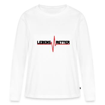 Lebensretter EKG Design - schwarze Schrift - Frauen Premium Bio Langarmshirt - Weiß - Vorne - Julia (174cm)