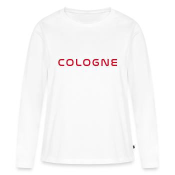 Köln T-Shirt – Domstadt Liebe - Frauen Premium Bio Langarmshirt - Weiß - Vorne - Julia (174cm)